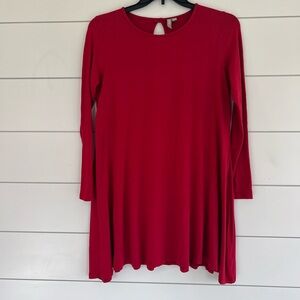 SOLD ASOS Women’s Long Sleeve Red Mini Dress Size 10 Stretchy Keyhole Back